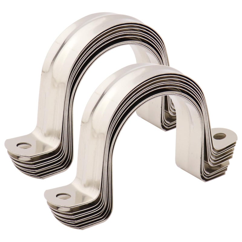 Sipery 20Pcs Reinforced Rigid Pipe Strap 2 Inch Two Hole Strap U Bracket Pipe Clamps, 304 Stainless Steel Conduit Clamps Tension Tube Clip for Pipes Fixing M50 - Image 2
